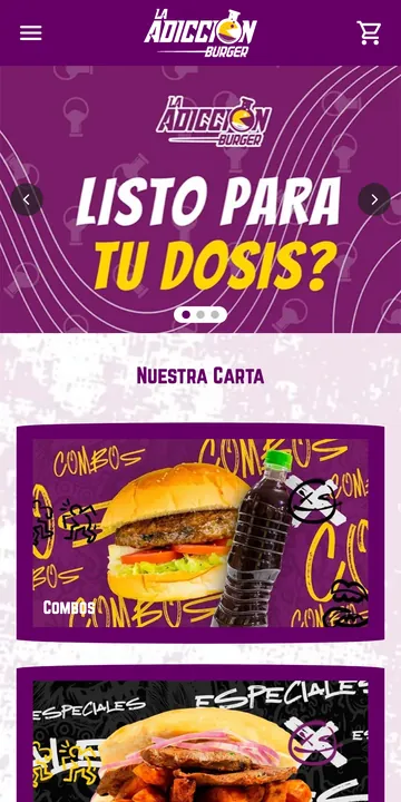Web de Adicción Burger en el celular