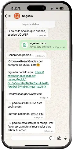 Mensajes con el estado del pedido en WhatsApp