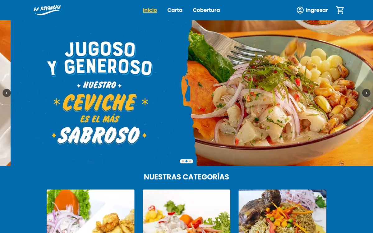 Página de inicio de la web de pedidos de La Revancha