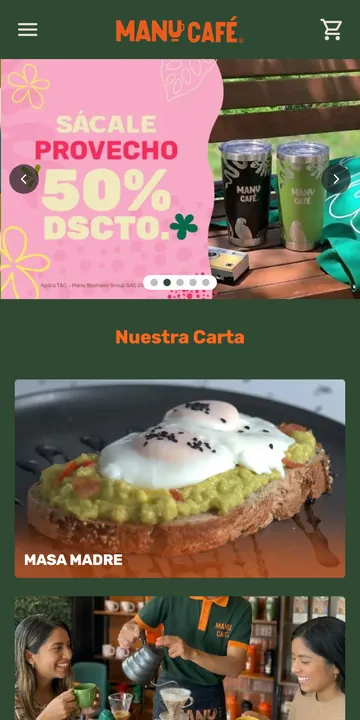 Web de Manu Café en el celular