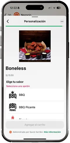 Personalización de un producto en el chatbot